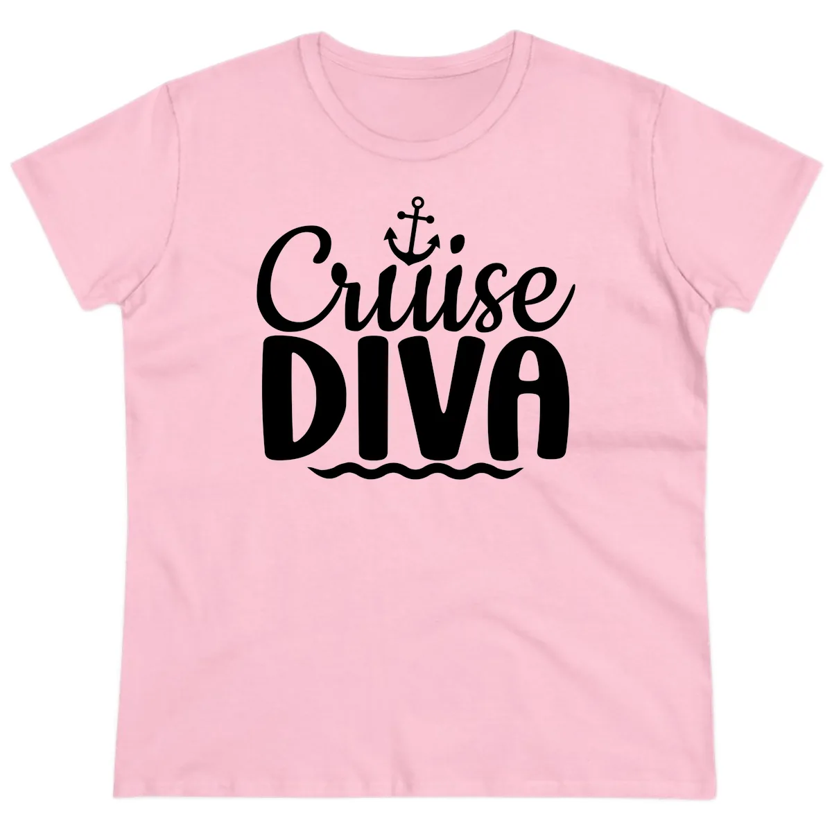 Cruise Diva Anchor Waves Ladies Tee in Light Pink