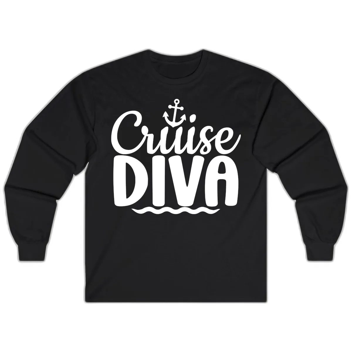 Cruise Diva Anchor Waves Long Sleeve in Black