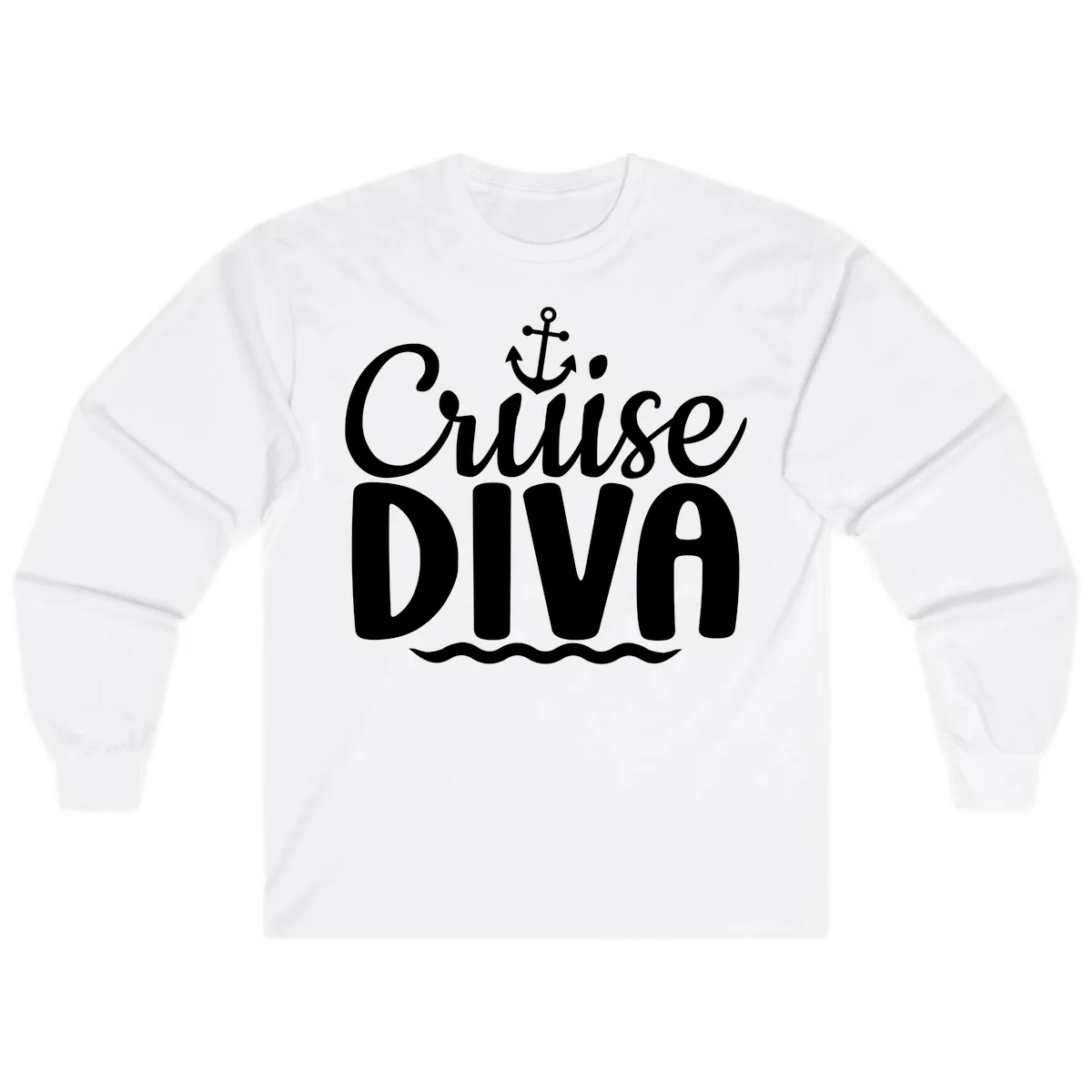 Cruise Diva Anchor Waves Long Sleeve in White