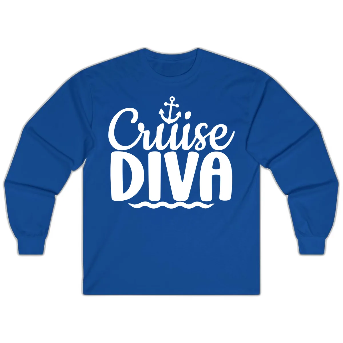 Cruise Diva Anchor Waves Long Sleeve in Royal