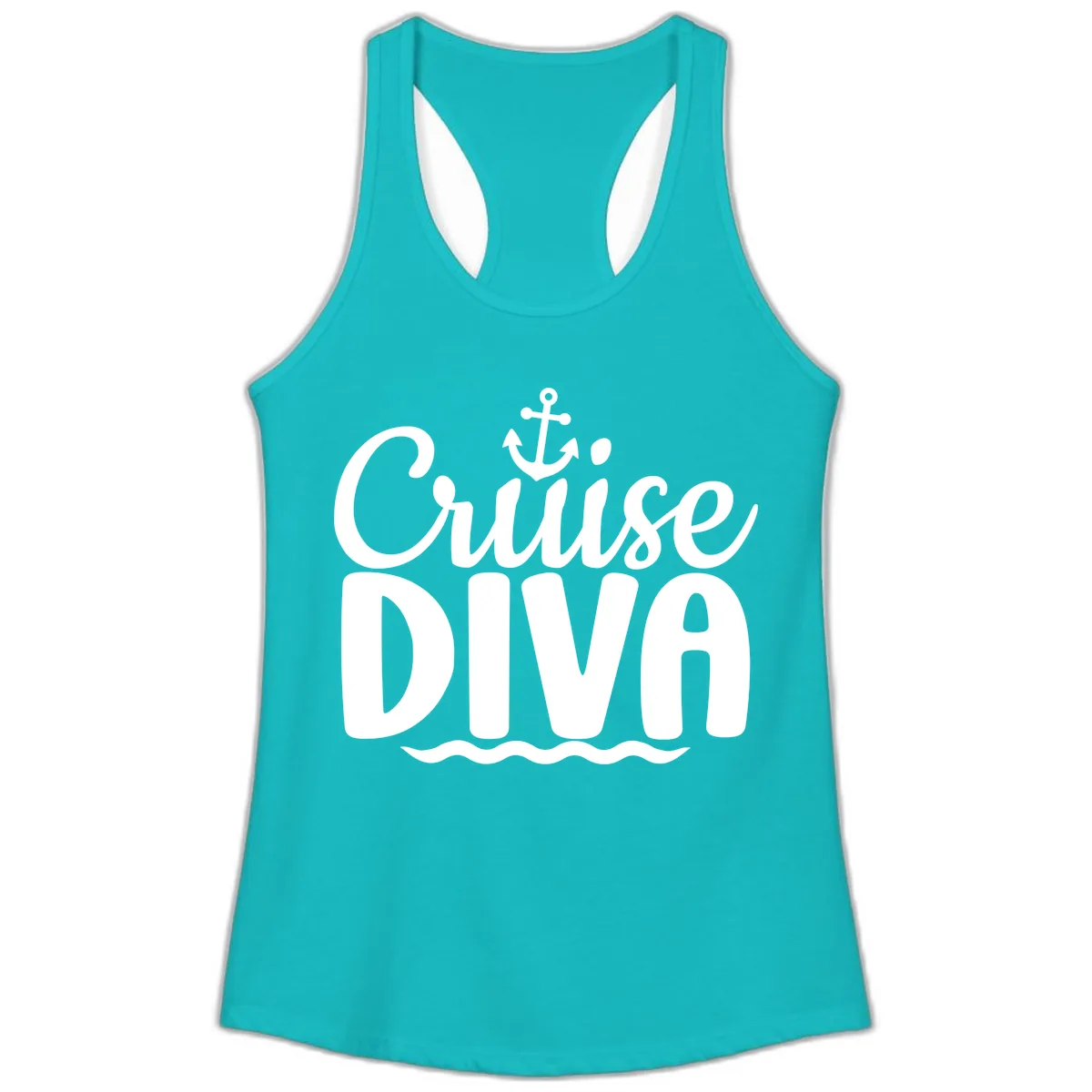 Cruise Diva Anchor Waves Ladies Tank in Tahiti Blue