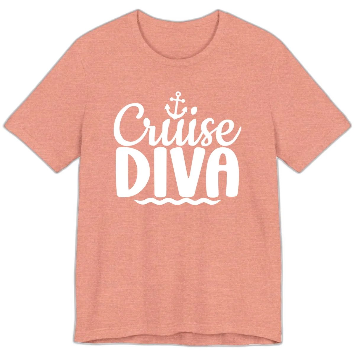 Cruise Diva Anchor Waves Premium T-Shirt in Heather Sunset