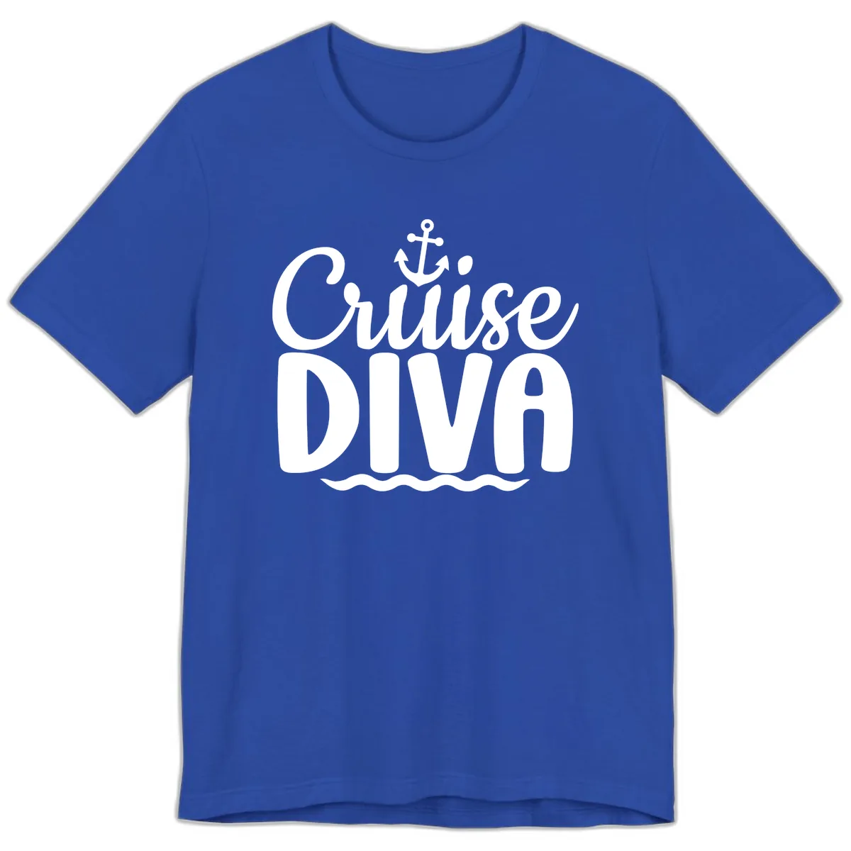 Cruise Diva Anchor Waves Premium T-Shirt in True Royal