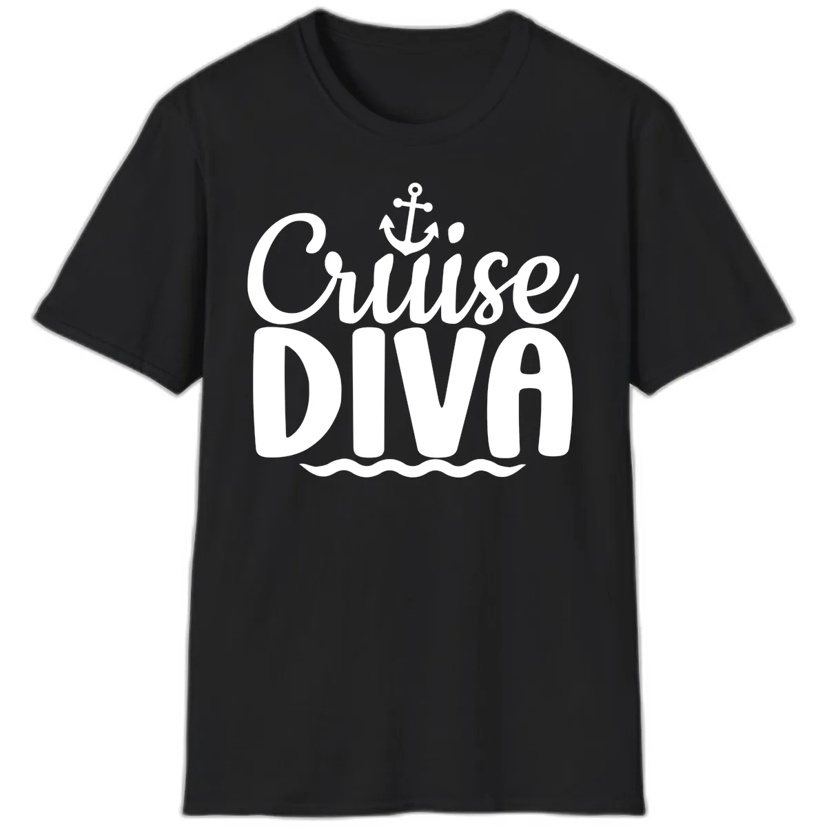 Cruise Diva Anchor Waves T-Shirt in Black