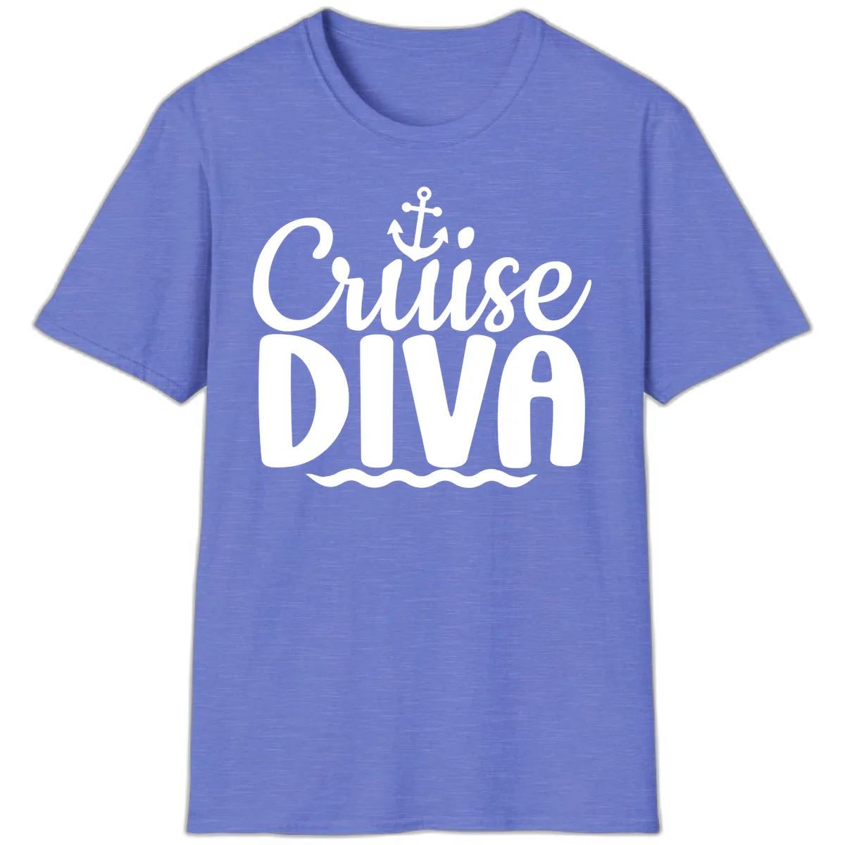 Cruise Diva Anchor Waves T-Shirt in Heather Royal
