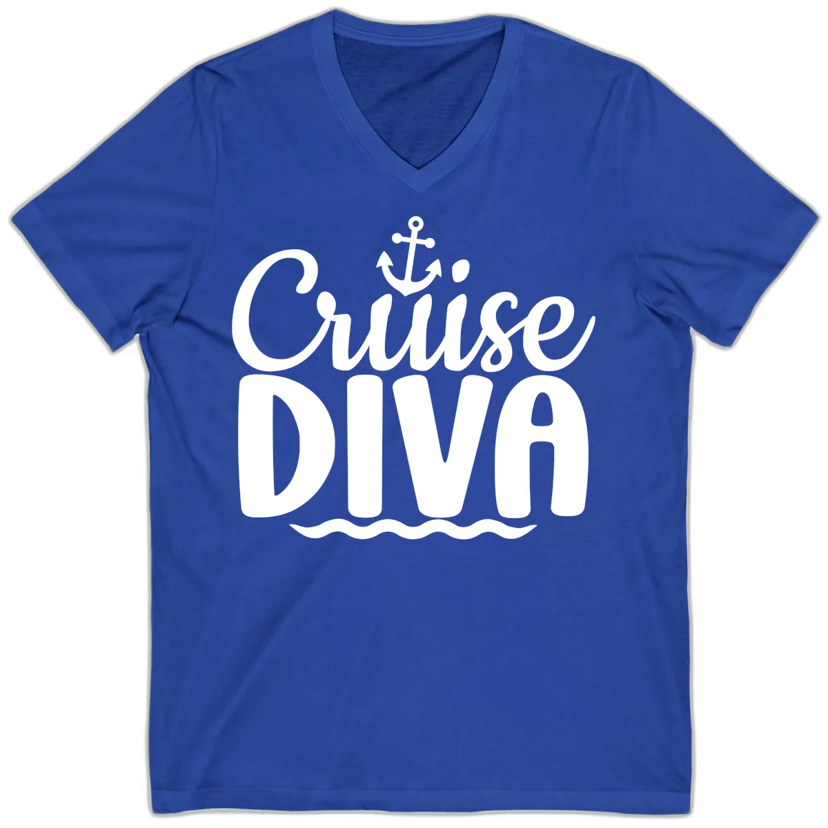 Cruise Diva Anchor Waves V-Neck in True Royal