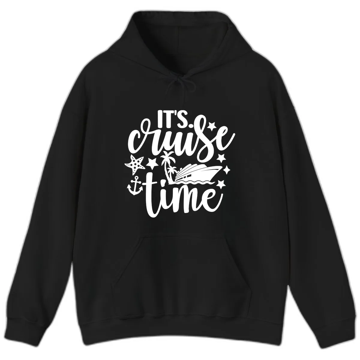 It's Cruise Time Nautical Design Hoodie in Black