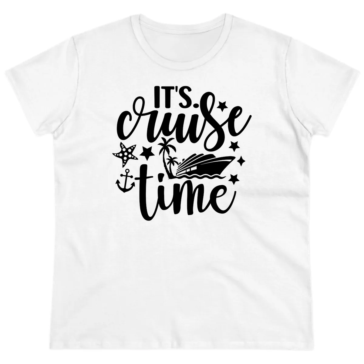 It's Cruise Time Nautical Design Ladies Tee in White