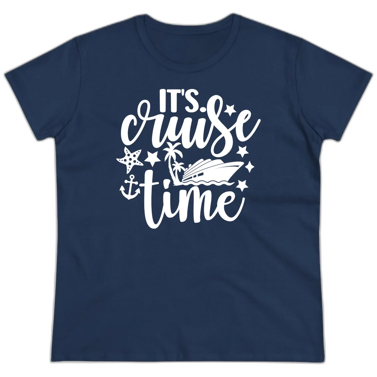 It's Cruise Time Nautical Design Ladies Tee in Navy
