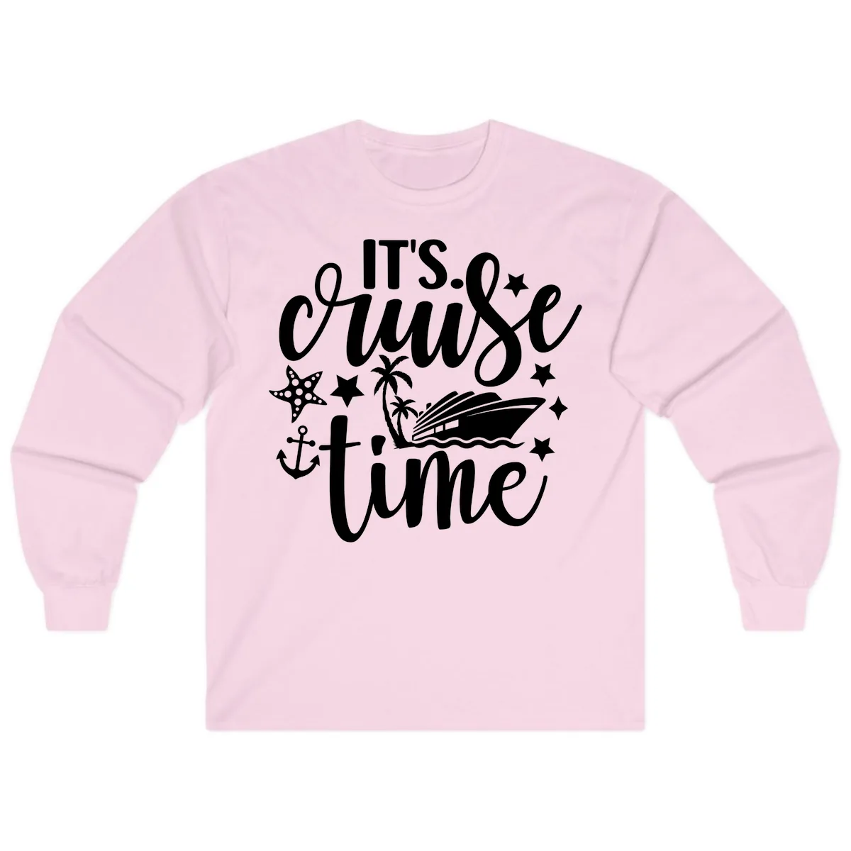 It's Cruise Time Nautical Design Long Sleeve in Light Pink