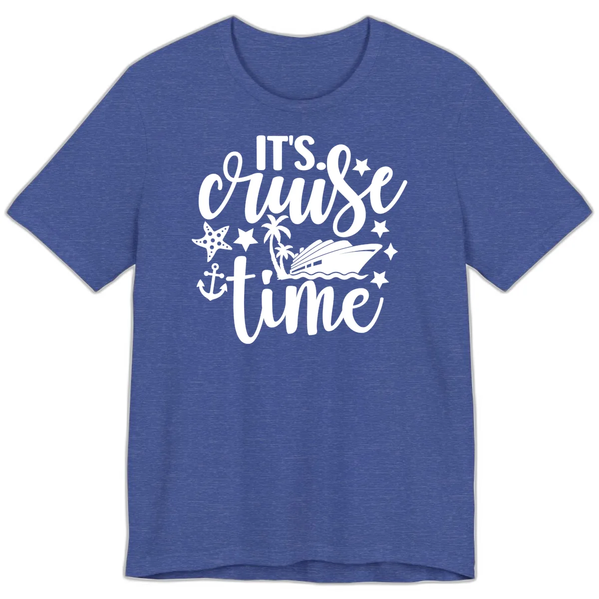 It's Cruise Time Nautical Design Premium T-Shirt in Heather True Royal