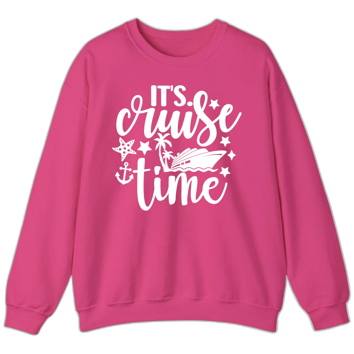 It's Cruise Time Nautical Design Sweatshirt in Heliconia