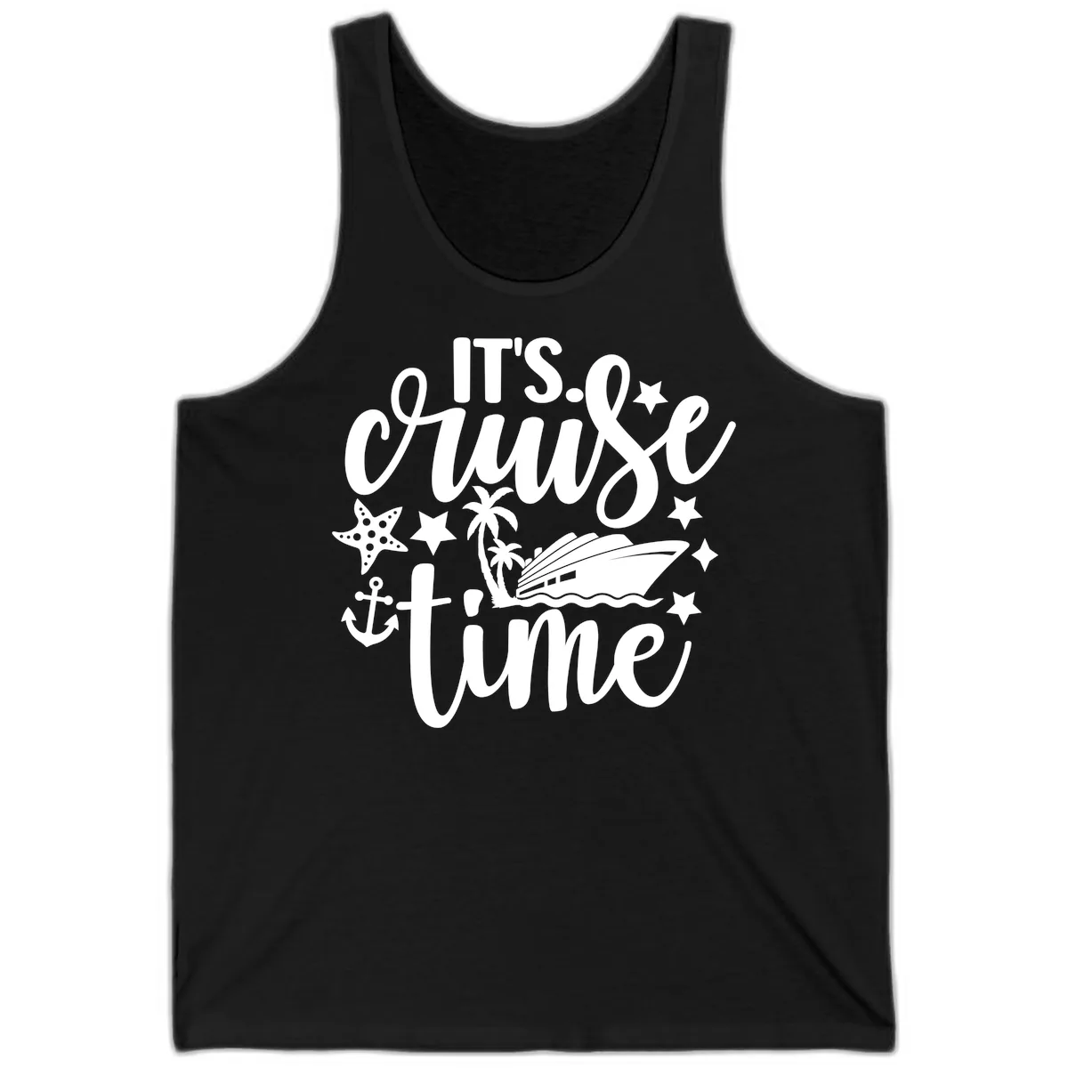 It's Cruise Time Nautical Design Tank in Black