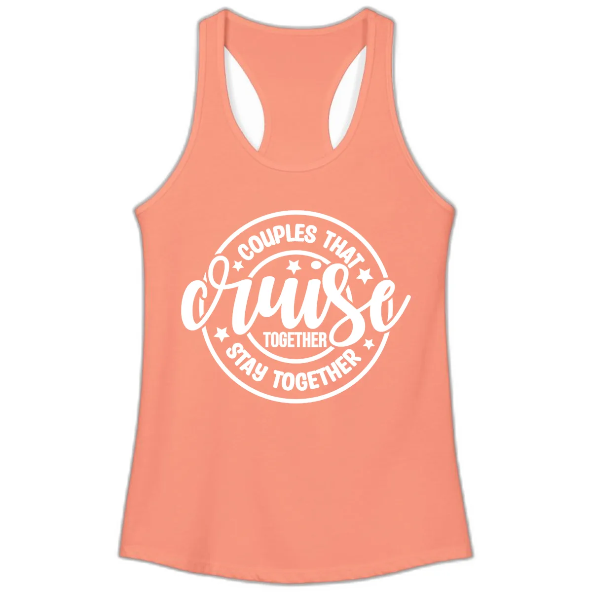Couples That Cruise Together Ladies Tank in Solid Light Orange