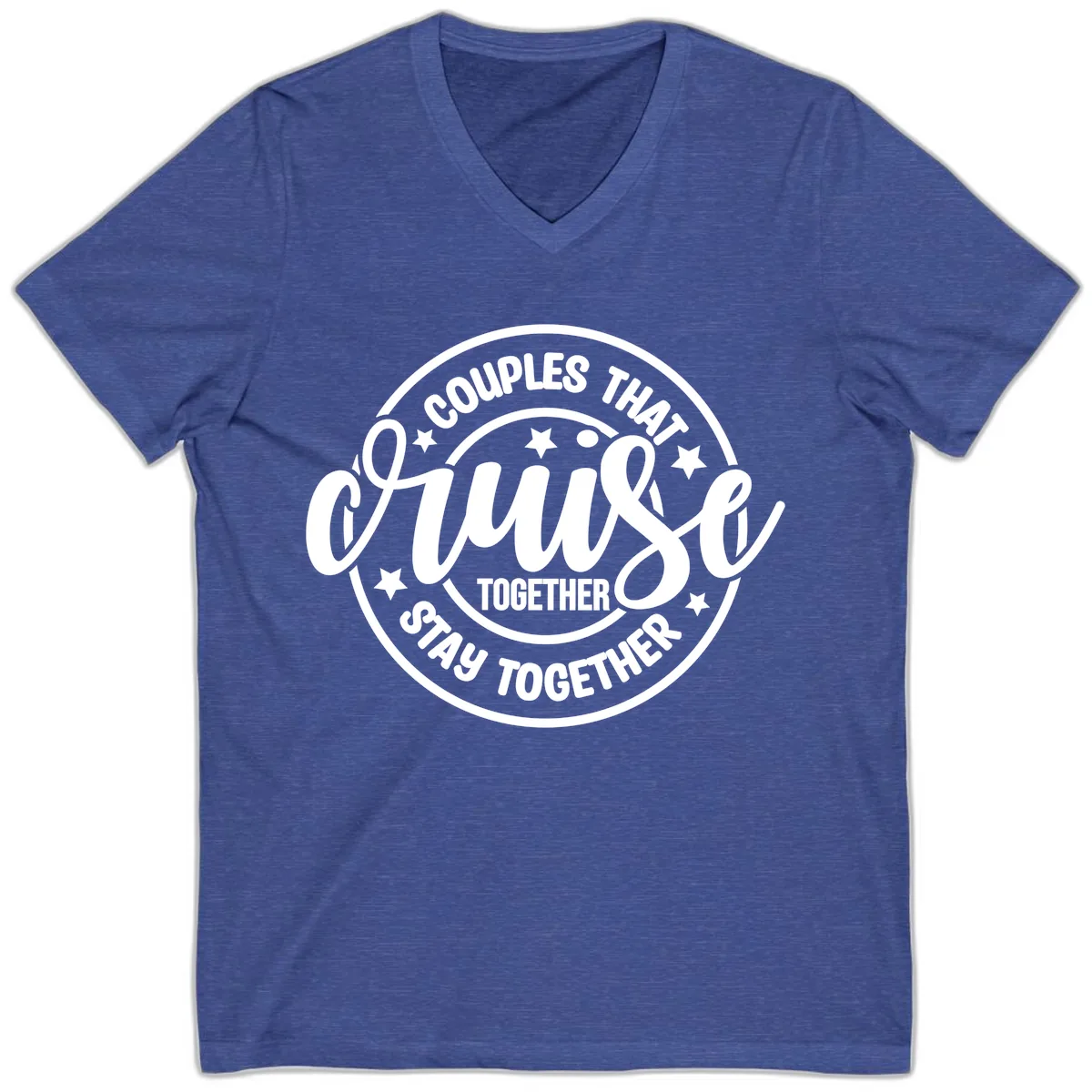 Couples That Cruise Together V-Neck in Heather True Royal