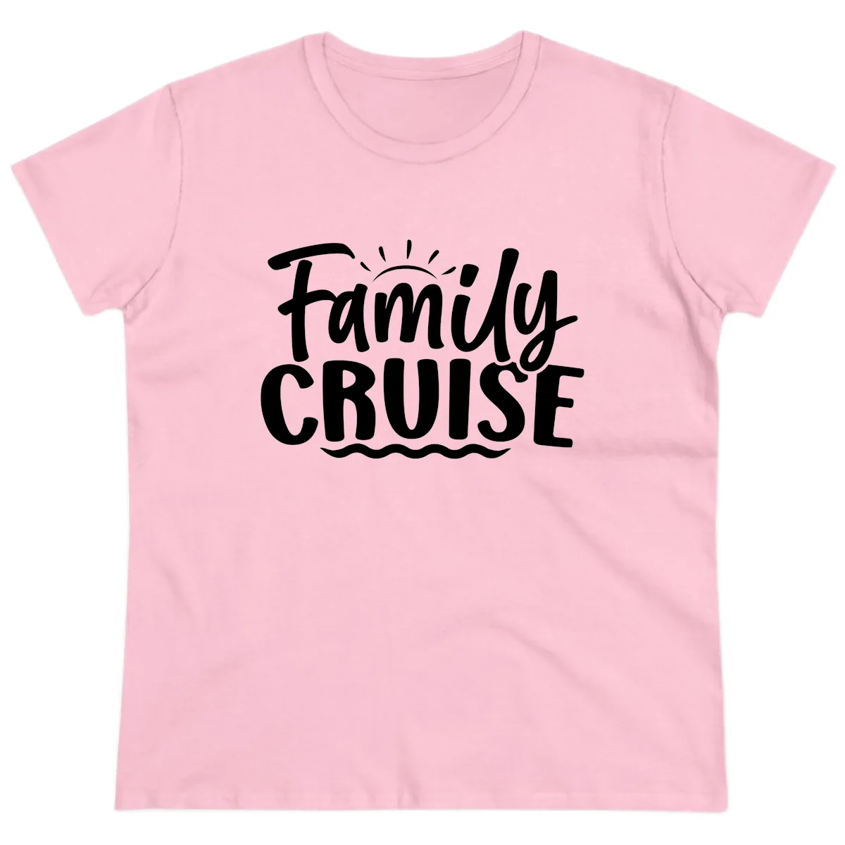 Family Cruise Vacation Fun Ladies Tee in Light Pink