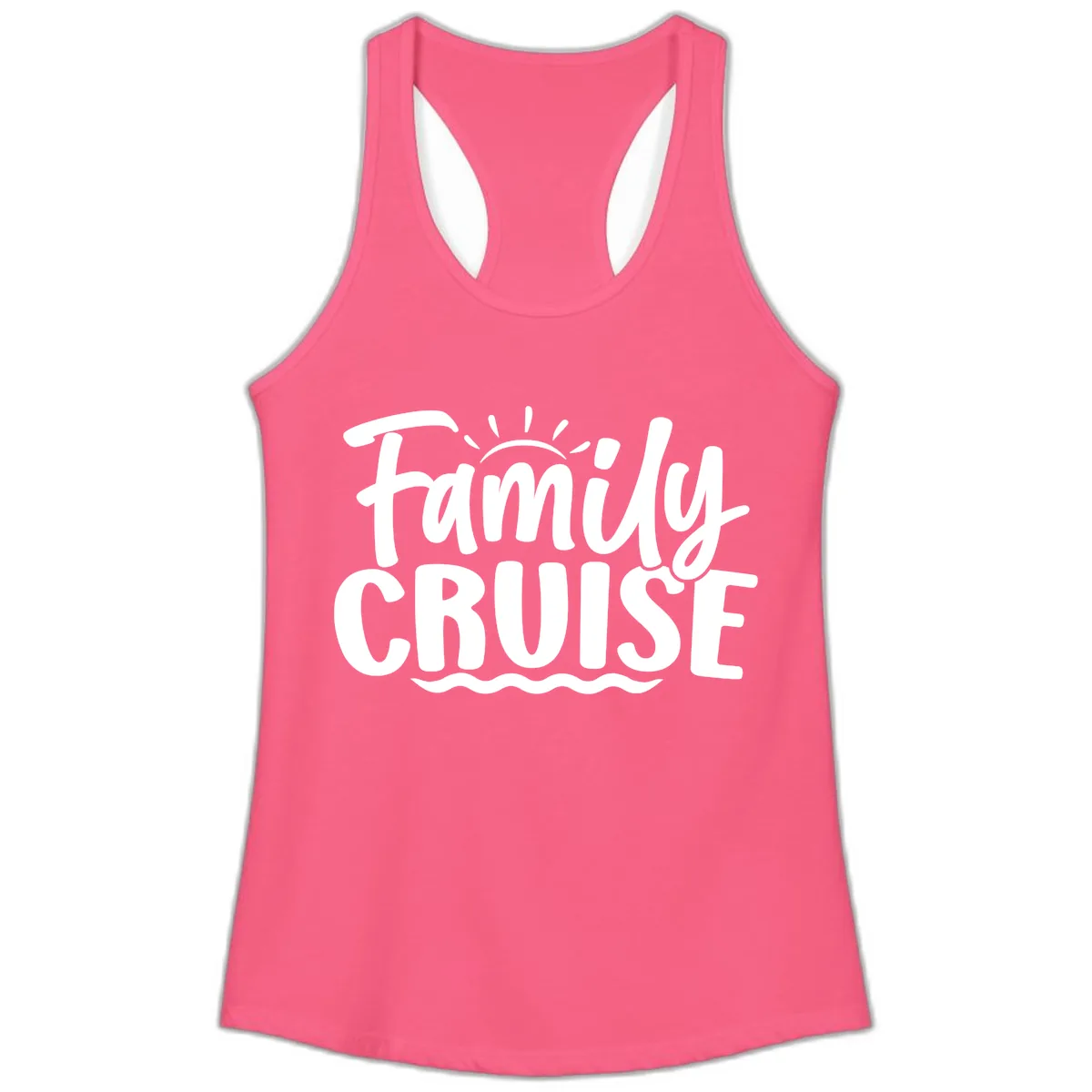 Family Cruise Vacation Fun Ladies Tank in Solid Hot Pink
