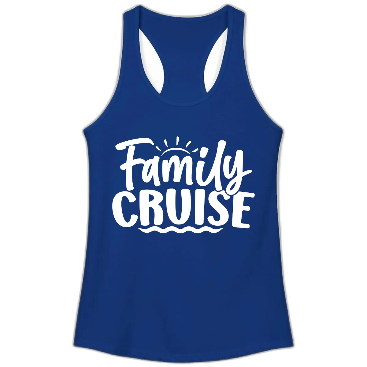 Family Cruise Vacation Fun Ladies Tank in Solid Royal