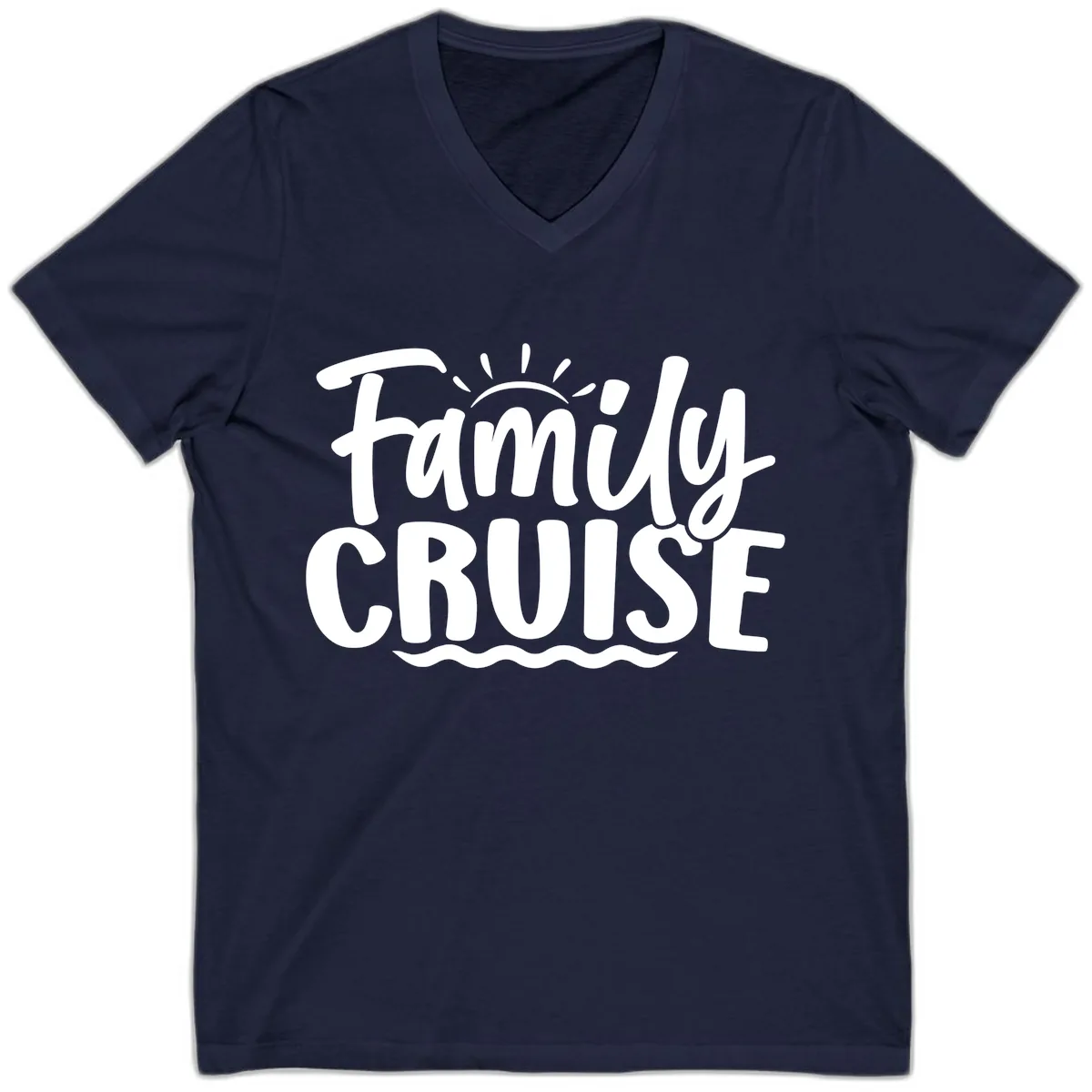Family Cruise Vacation Fun V-Neck in Navy