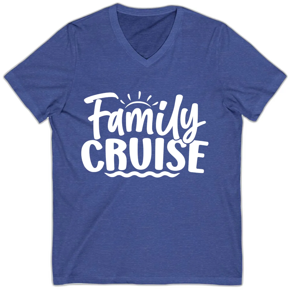 Family Cruise Vacation Fun V-Neck in Heather True Royal