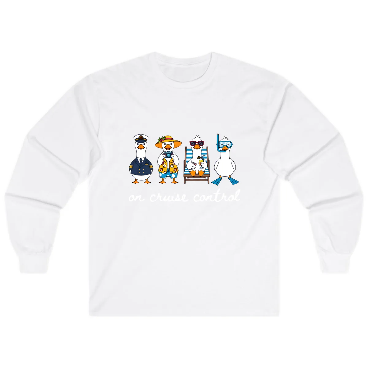 Ducks On Cruise Control Design Long Sleeve in White