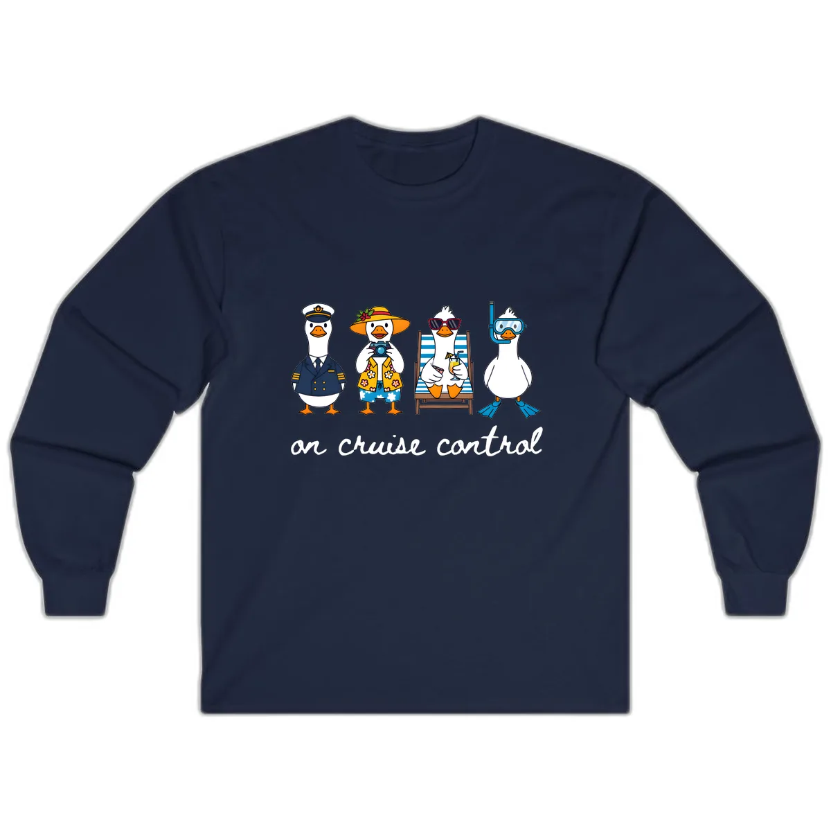 Ducks On Cruise Control Design Long Sleeve in Navy