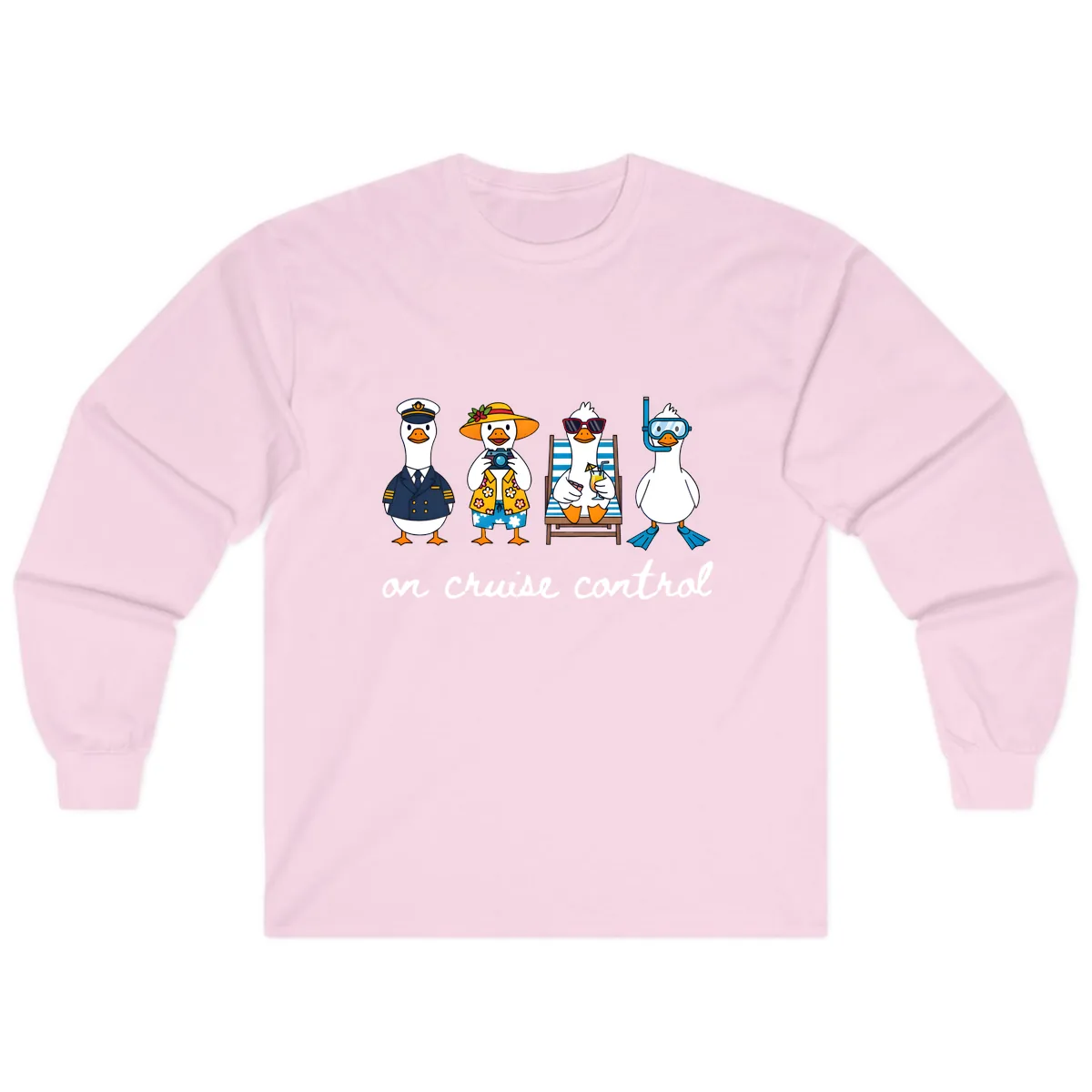 Ducks On Cruise Control Design Long Sleeve in Light Pink