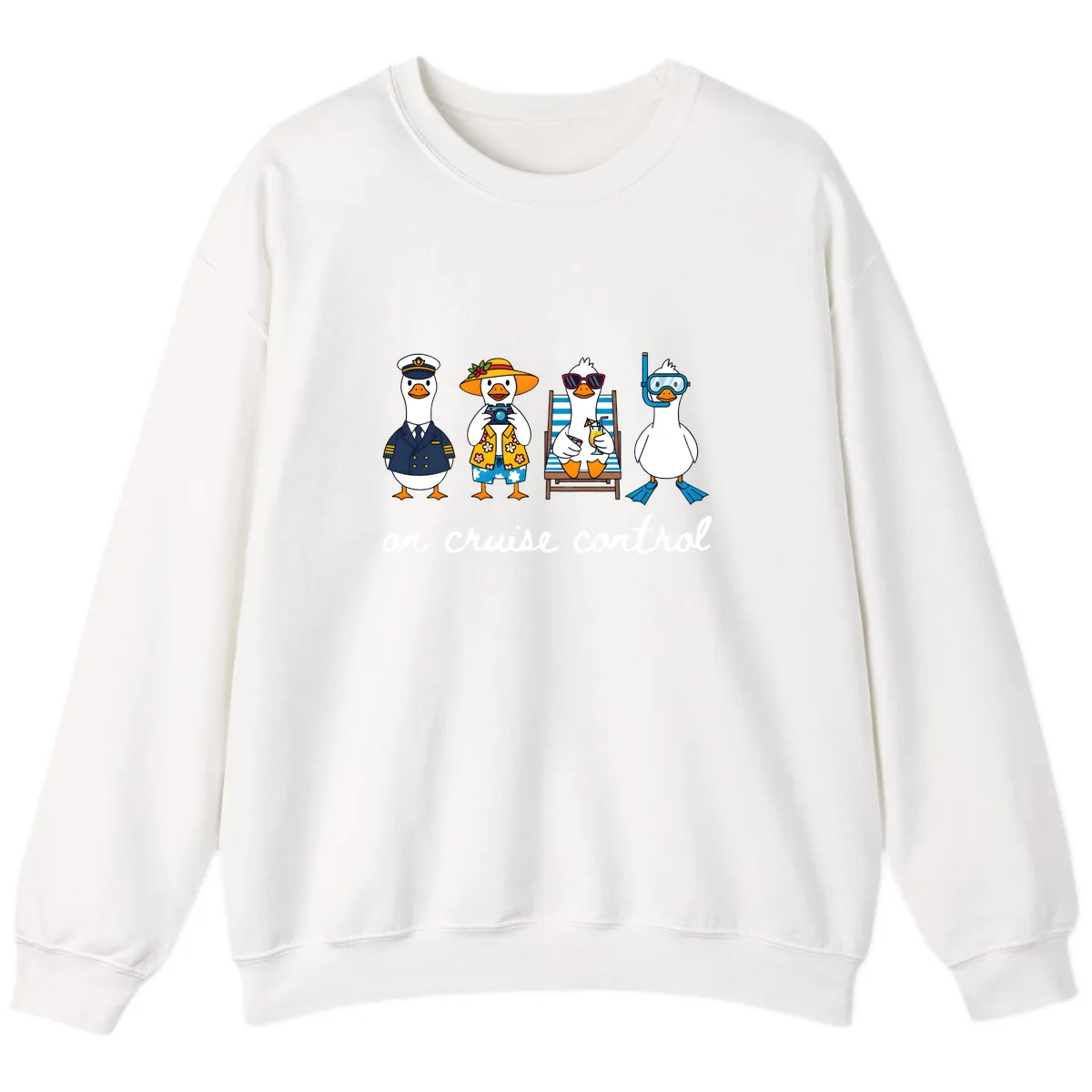 Ducks On Cruise Control Design Sweatshirt in White