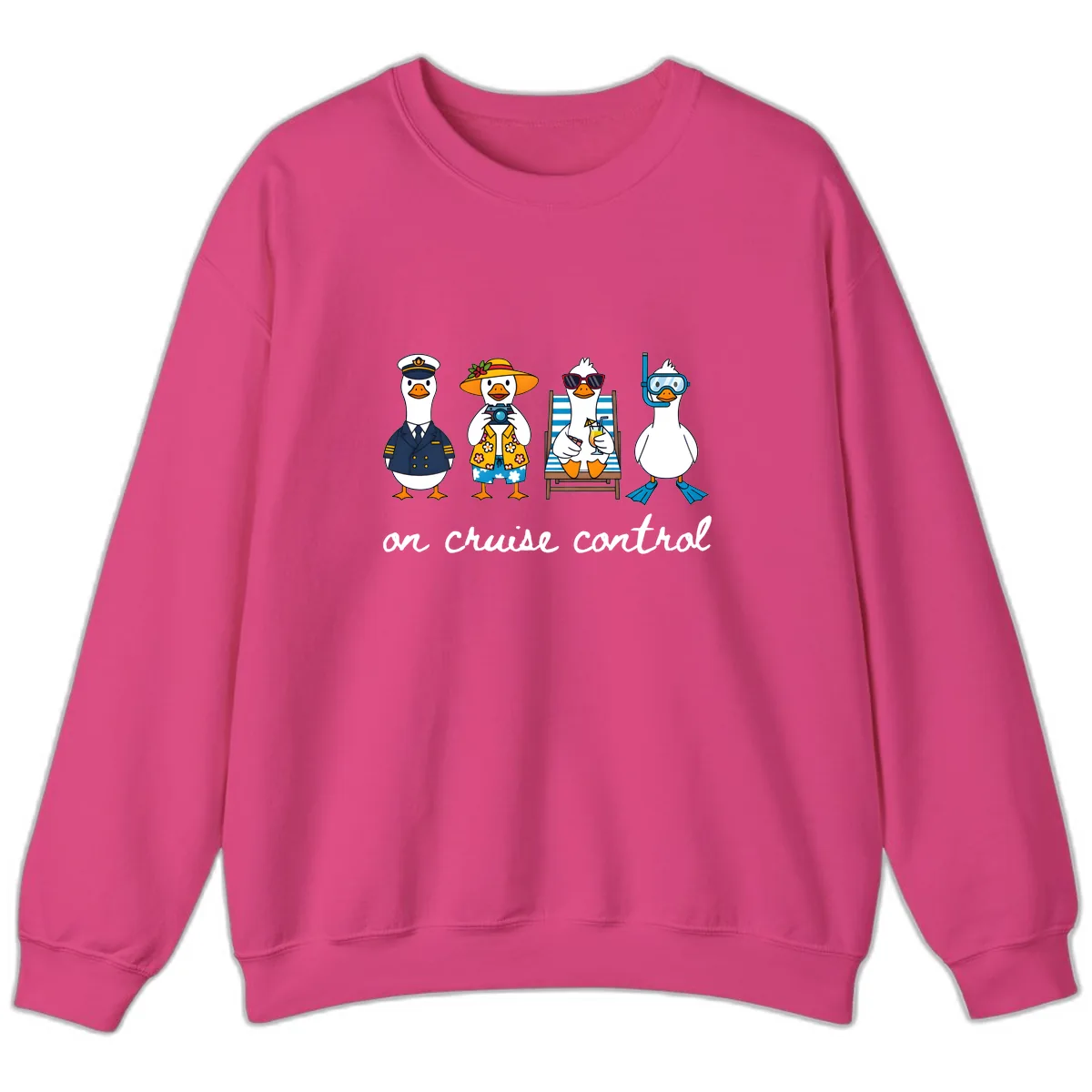 Ducks On Cruise Control Design Sweatshirt in Heliconia