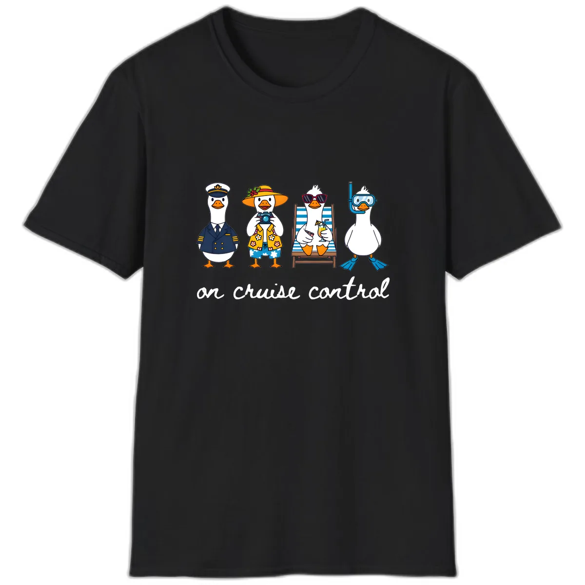 Ducks On Cruise Control Design T-Shirt in Black