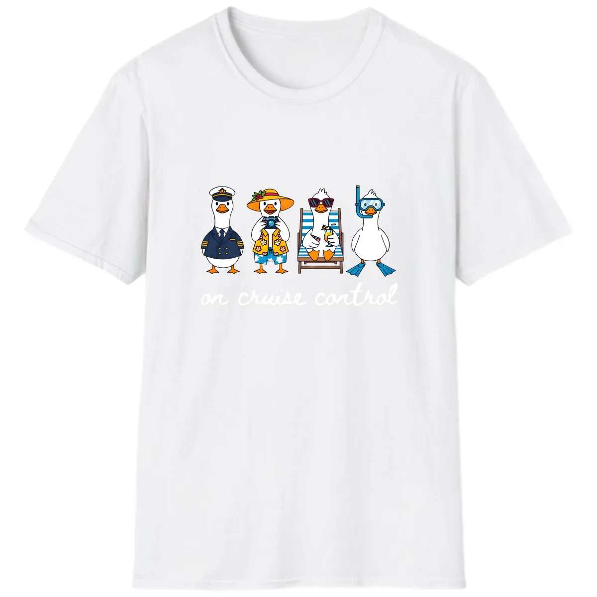 Ducks On Cruise Control Design T-Shirt in White
