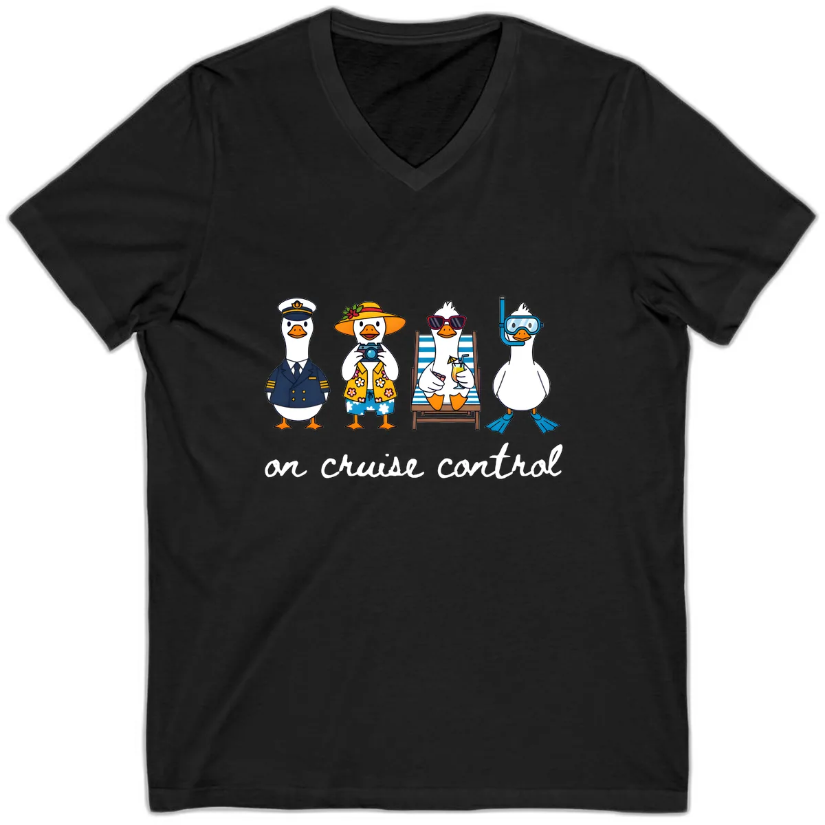 Ducks On Cruise Control Design V-Neck in Black