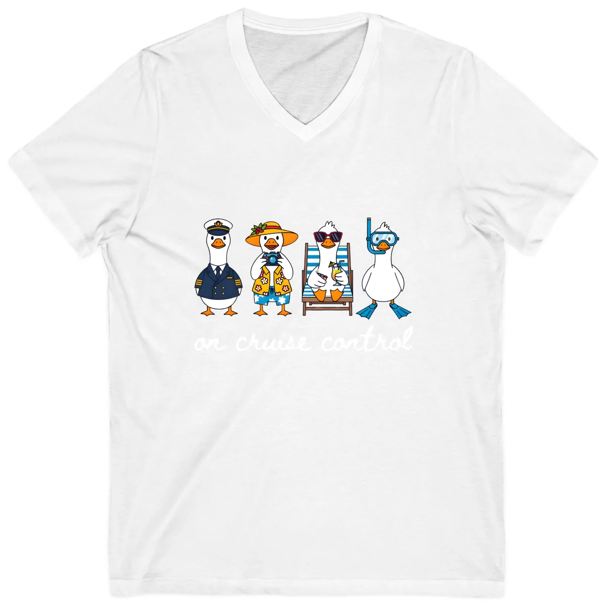 Ducks On Cruise Control Design V-Neck in White