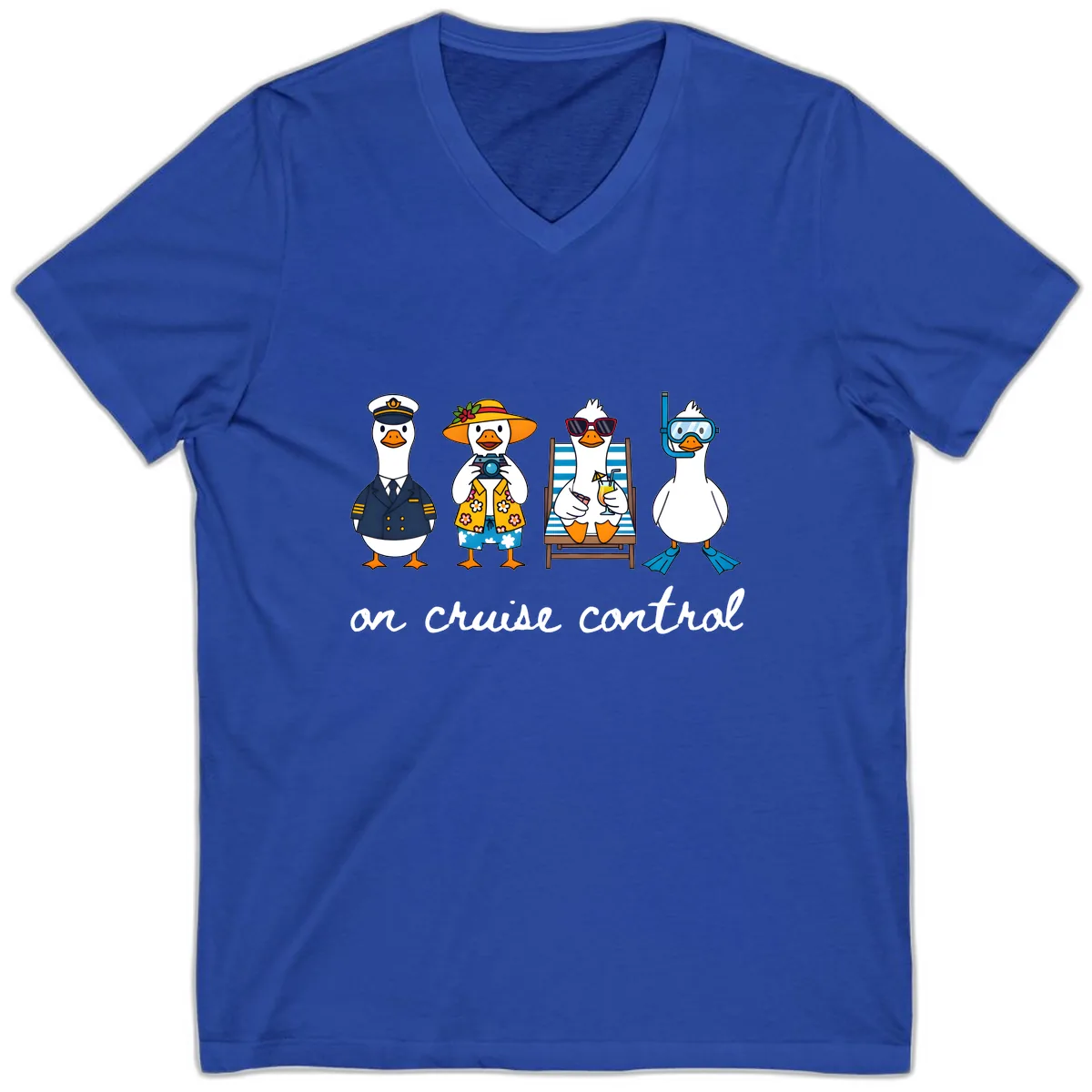 Ducks On Cruise Control Design V-Neck in True Royal