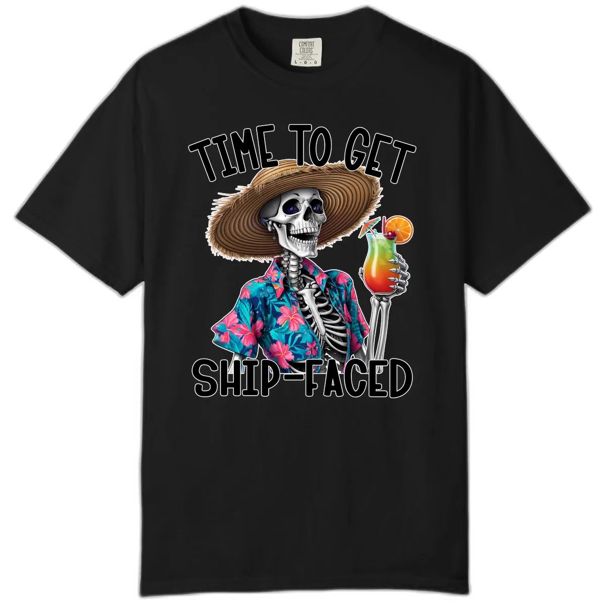 Time To Get Ship Faced Skeleton Comfort Color in Black