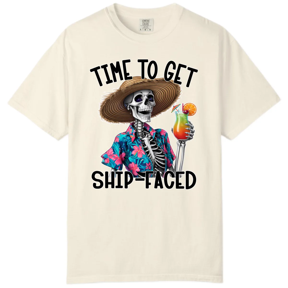 Time To Get Ship Faced Skeleton Comfort Color in Ivory