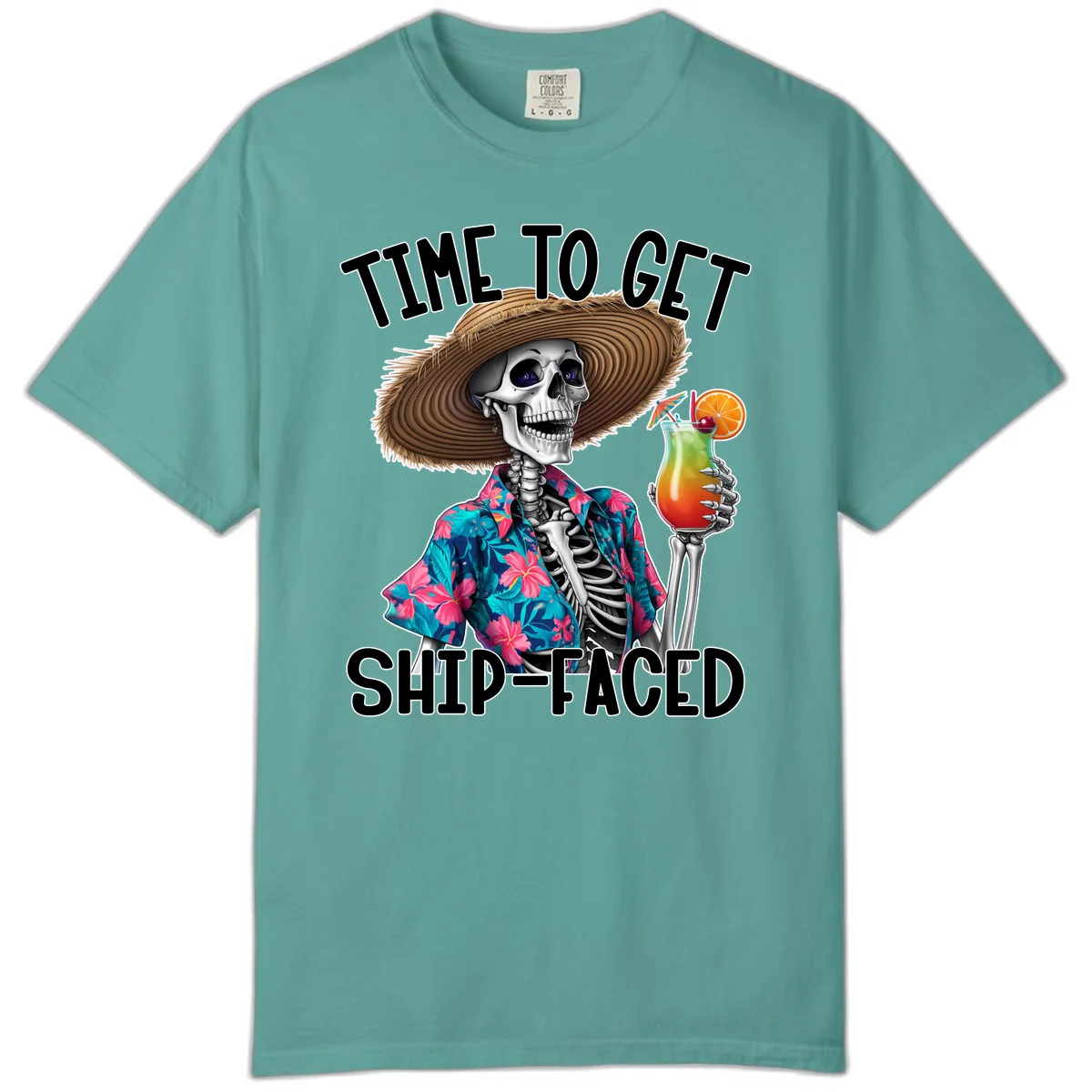 Time To Get Ship Faced Skeleton Comfort Color in Seafoam