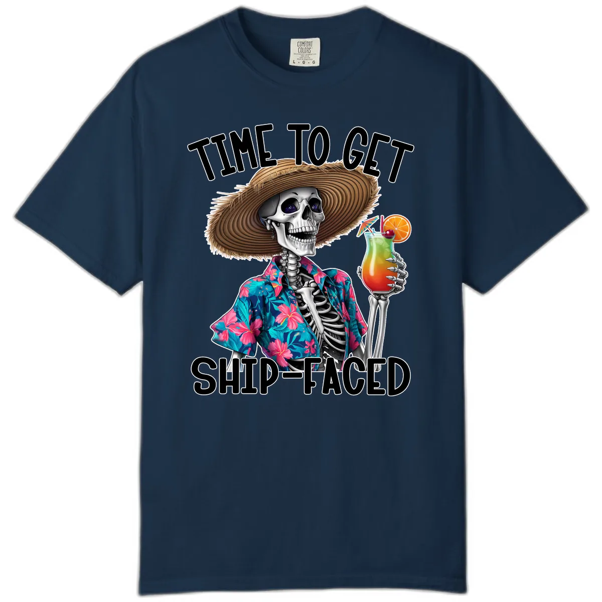Time To Get Ship Faced Skeleton Comfort Color in True Navy