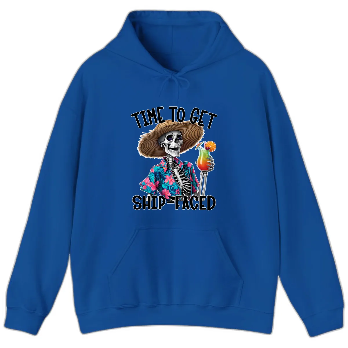 Time To Get Ship Faced Skeleton Hoodie in Royal