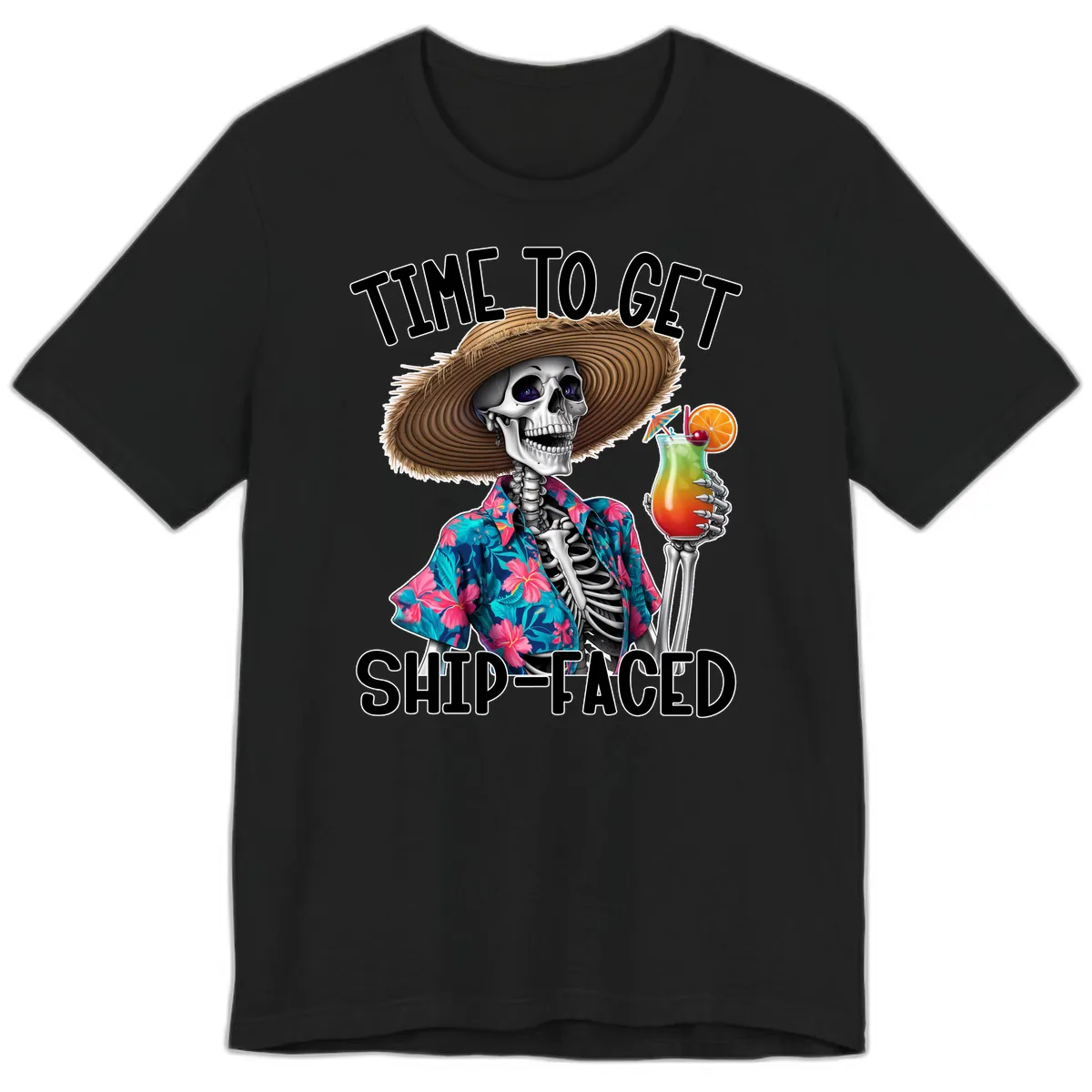 Time To Get Ship Faced Skeleton Premium T-Shirt in Black