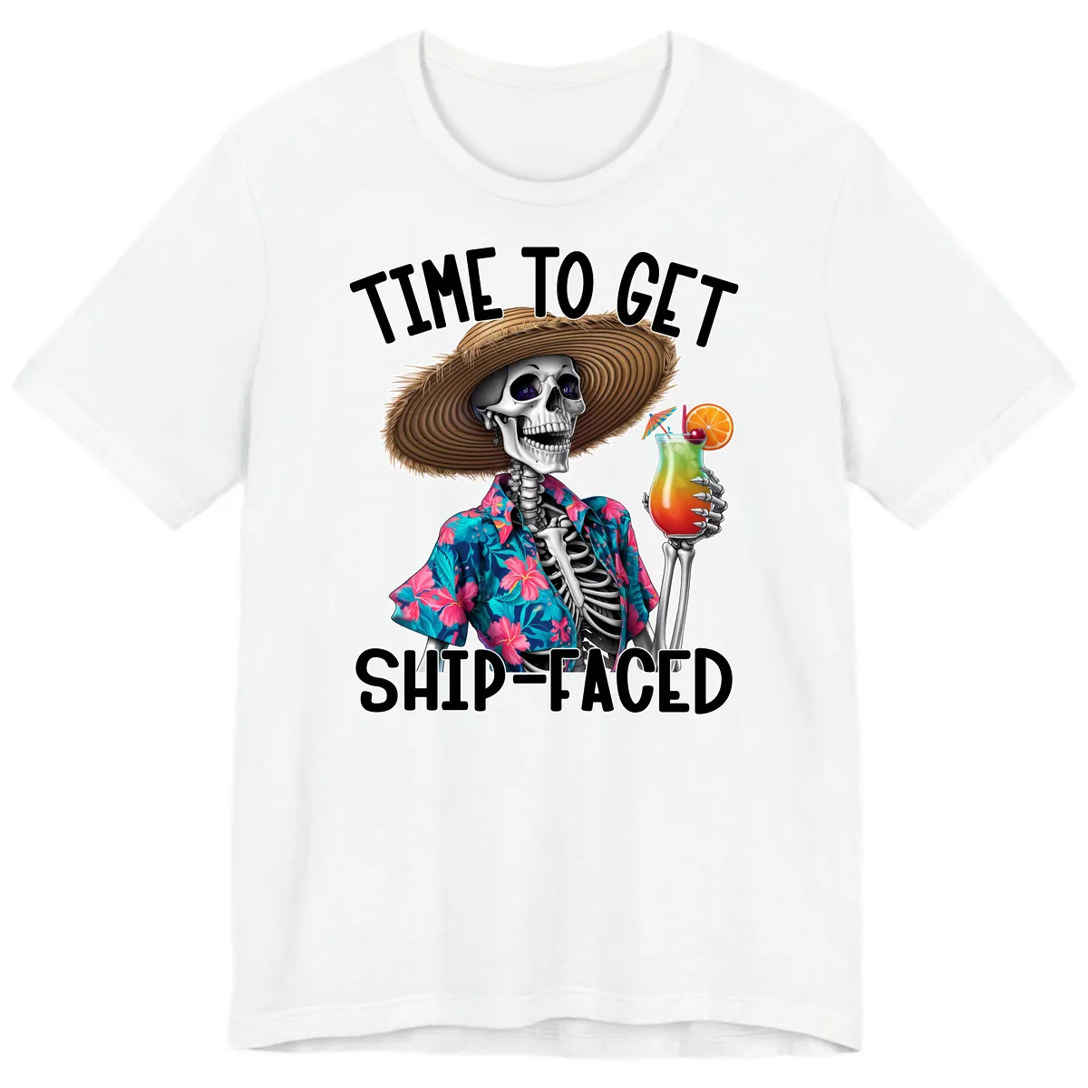 Time To Get Ship Faced Skeleton Premium T-Shirt in White
