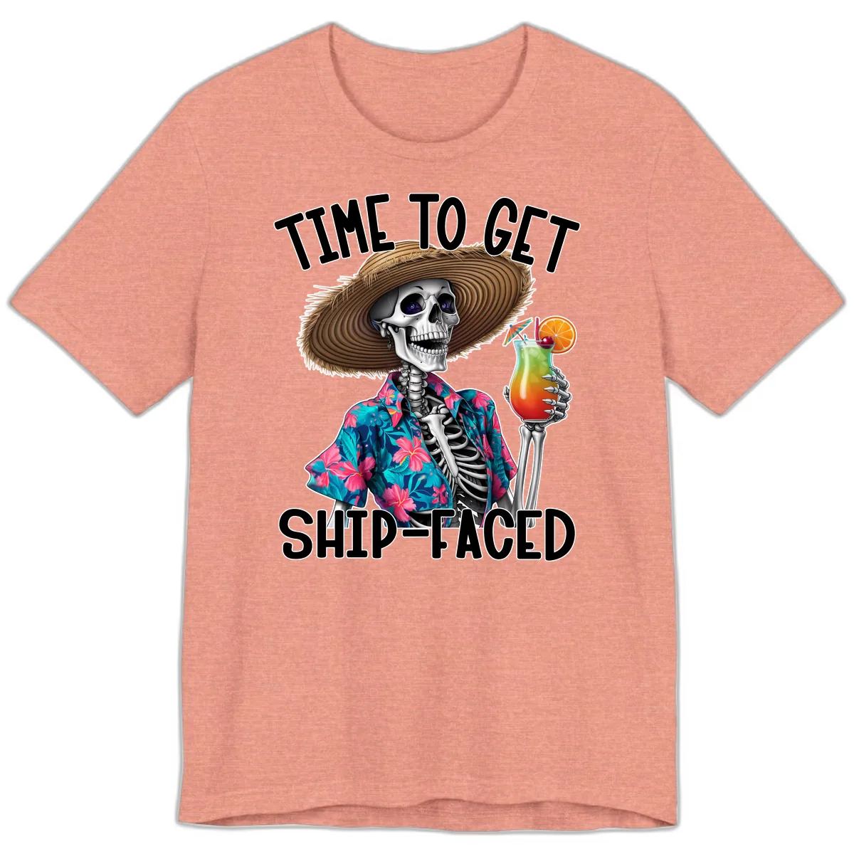 Time To Get Ship Faced Skeleton Premium T-Shirt in Heather Sunset