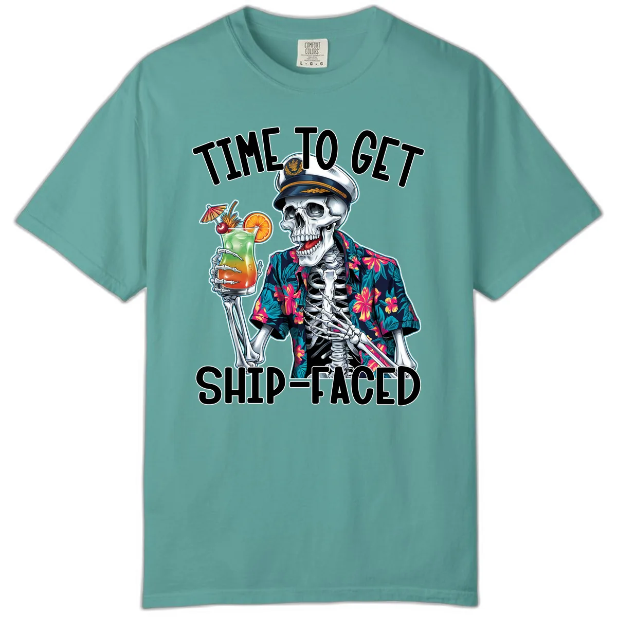 Time To Get Ship Faced Skeleton Comfort Color in Seafoam