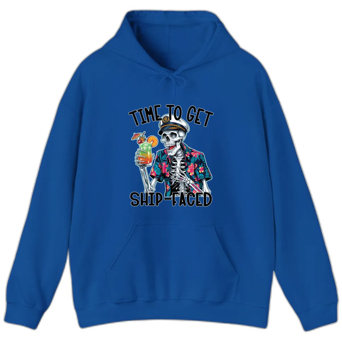 Time To Get Ship Faced Skeleton Hoodie in Royal