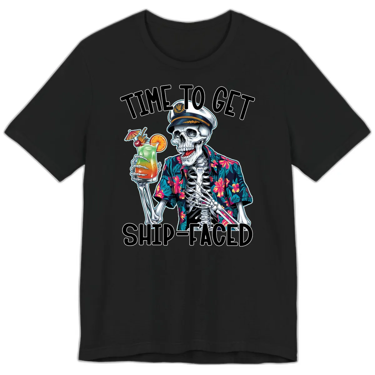 Time To Get Ship Faced Skeleton Premium T-Shirt in Black