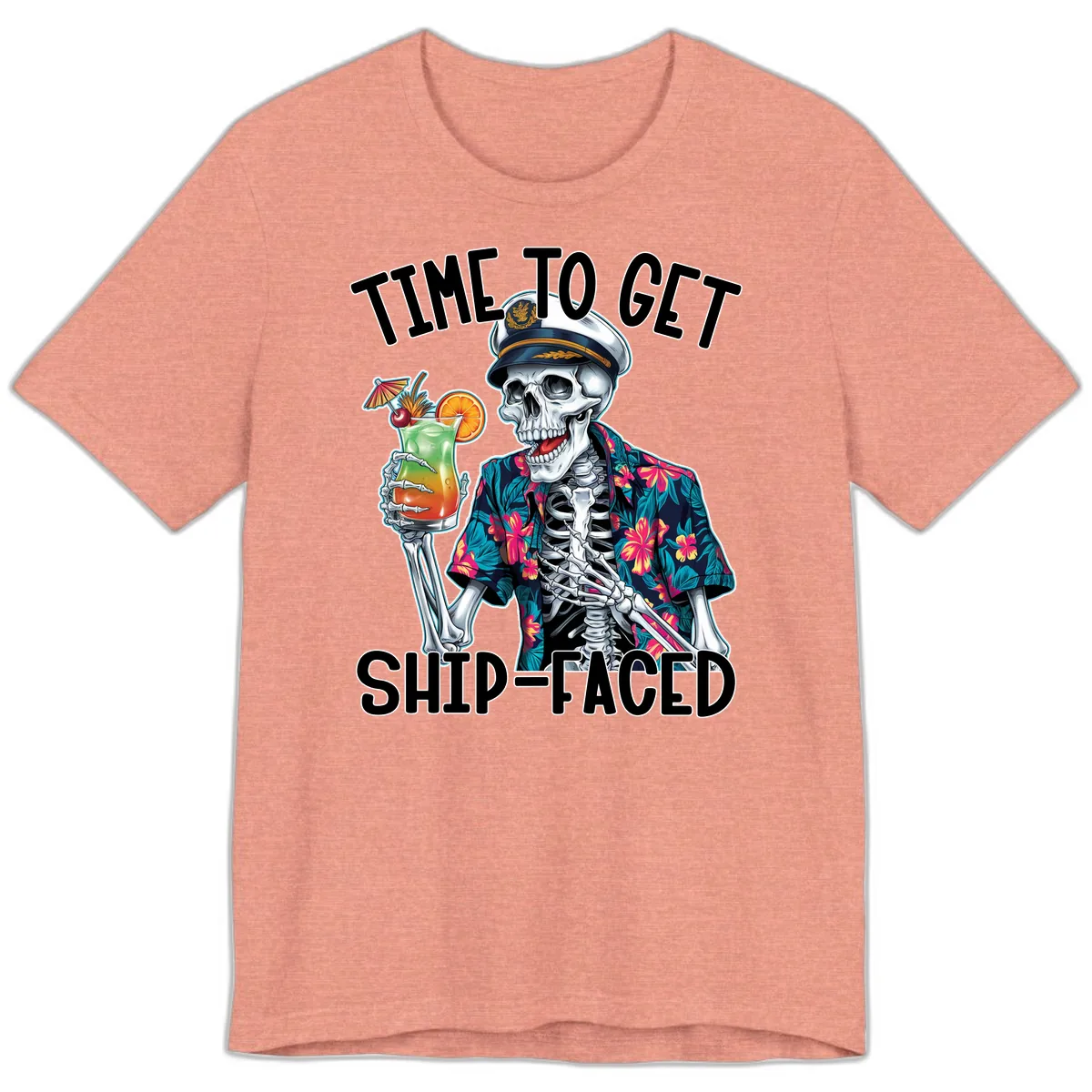 Time To Get Ship Faced Skeleton Premium T-Shirt in Heather Sunset