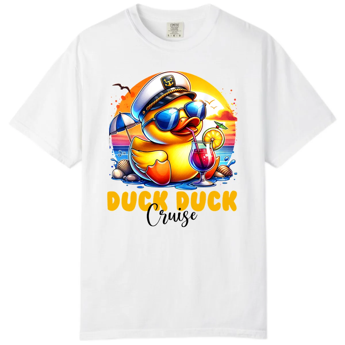 Captain Duck's Tropical Cruise Adventure Comfort Color in White