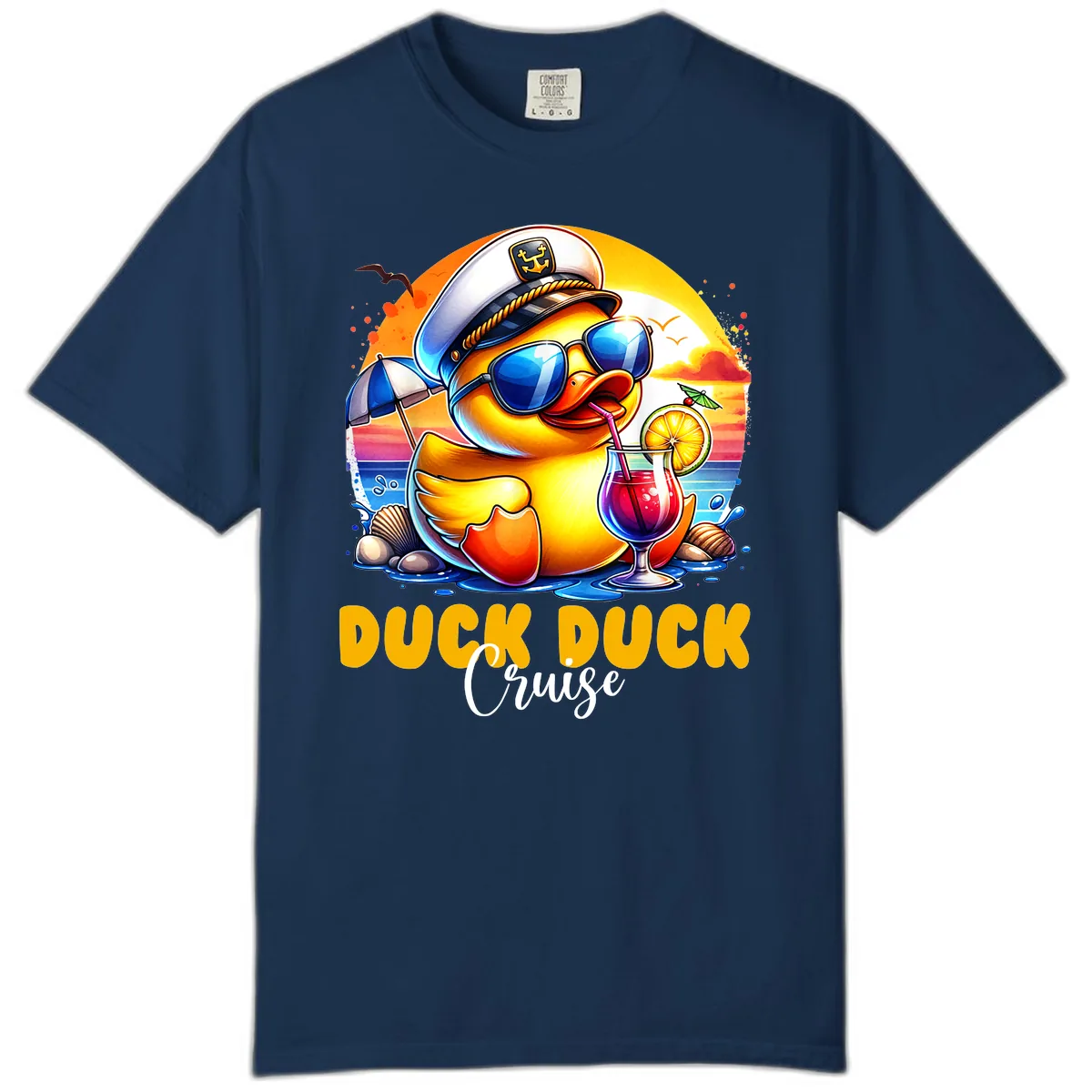 Captain Duck's Tropical Cruise Adventure Comfort Color in Navy