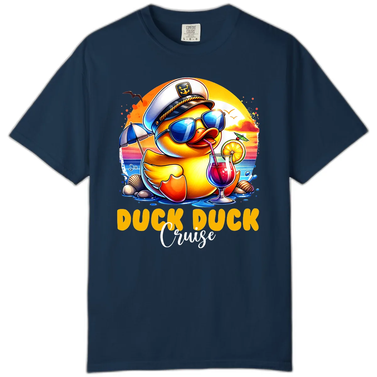 Captain Duck's Tropical Cruise Adventure Comfort Color in True Navy
