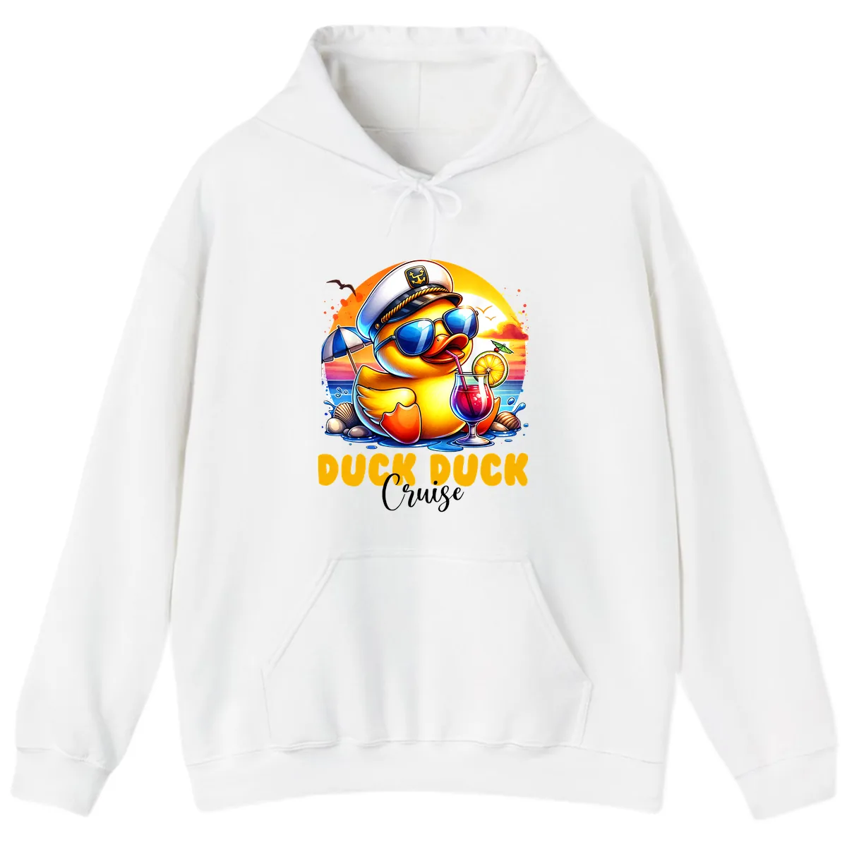 Captain Duck's Tropical Cruise Adventure Hoodie in White